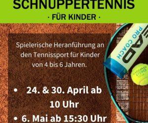 Schnuppertennis für Kinder von 4 bis 6 Jahren