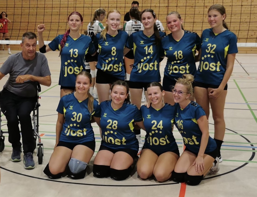 SG DJK/TSG Bruchsal Volleyballerinnen mit Trainer